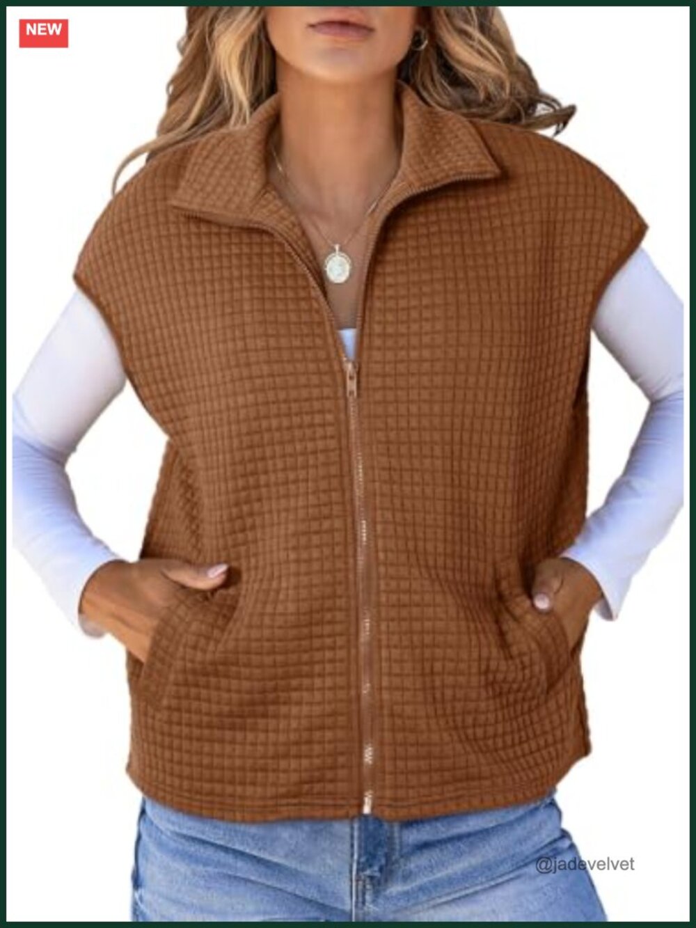 Womens Waffle Knit Vest Top Cap Sleeve Zip Up Sweatshirt Fall Lightweight
